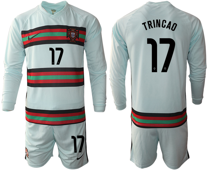 Men 2021 European Cup Portugal away Long sleeve #17 soccer jerseys->portugal jersey->Soccer Country Jersey